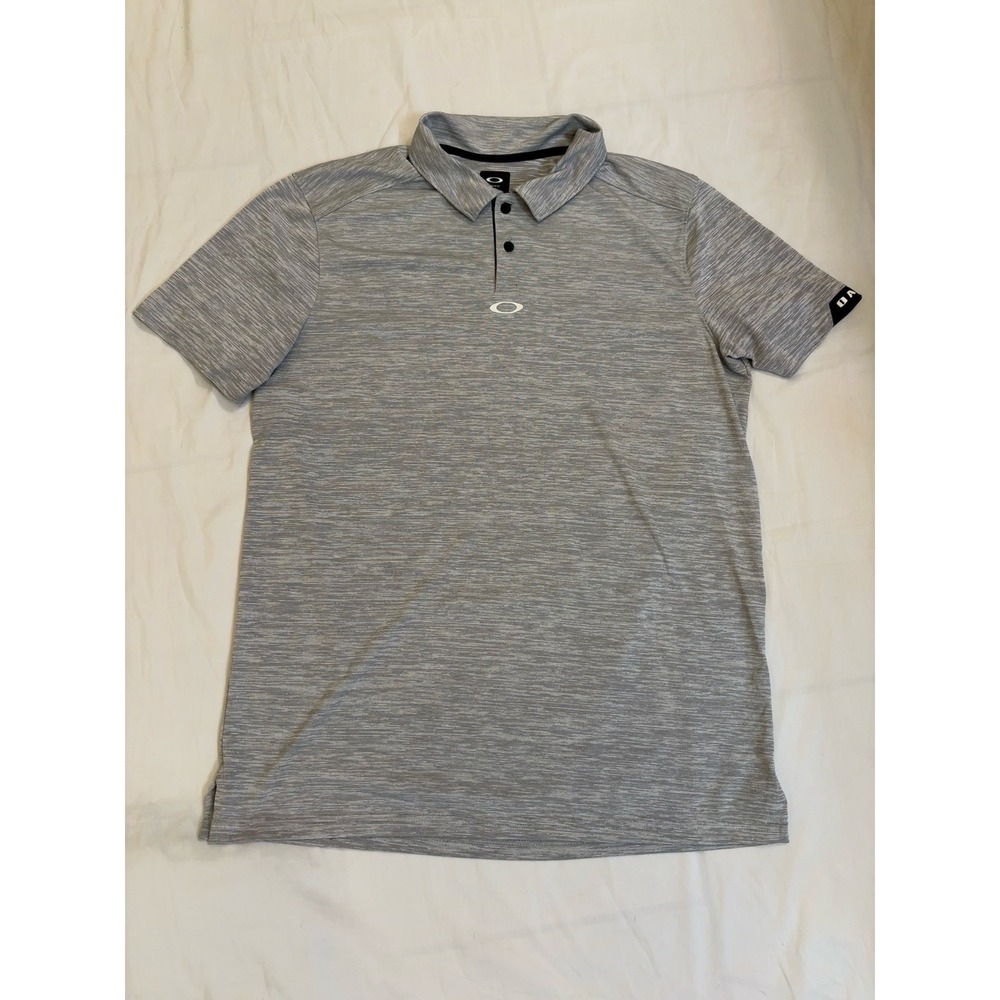 Oakley Mens Golf Polo Shirt Grey Space Dye Regular Fit XL Short Sleeve Logo